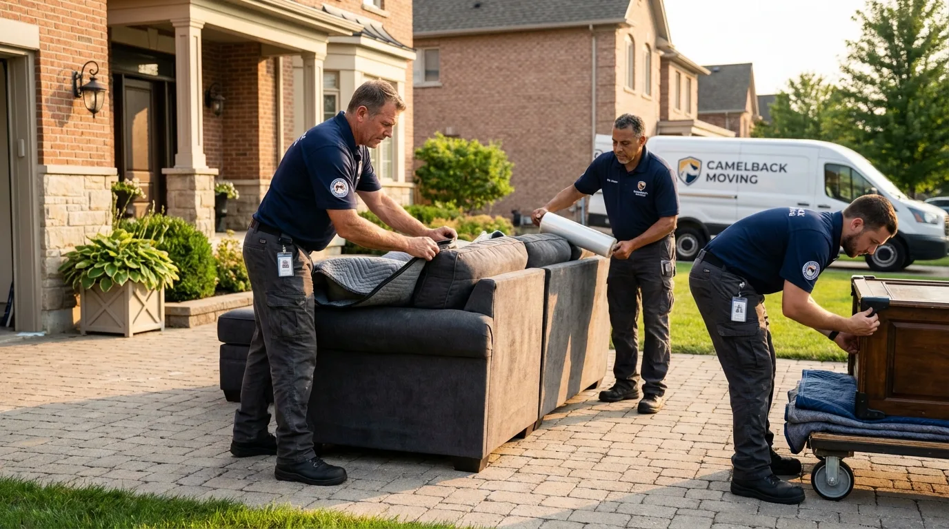 Large estate moving crew wrapping furniture in Hondo, TX